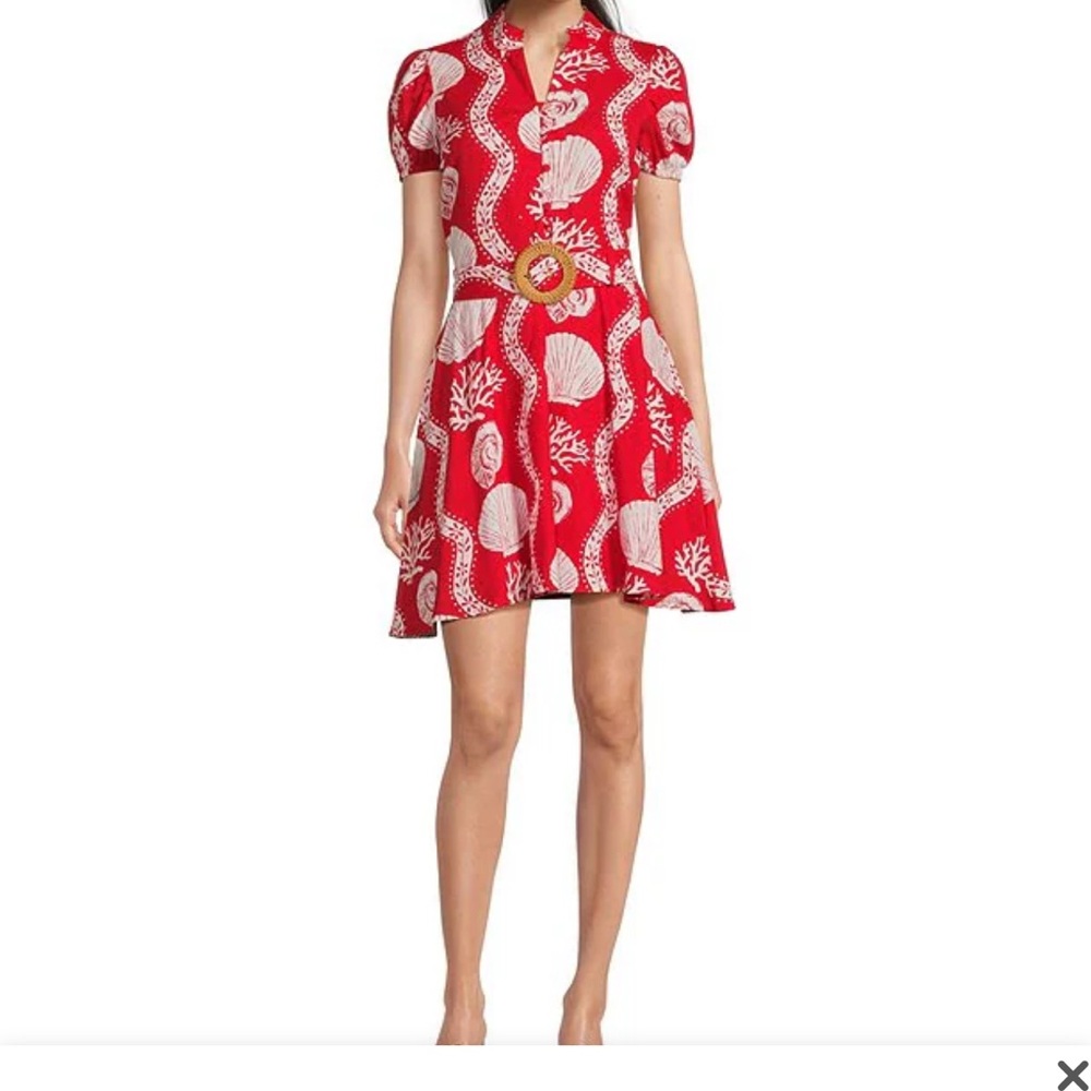 Red and White sail to sable belted shell Dress small - Picture 3 of 3